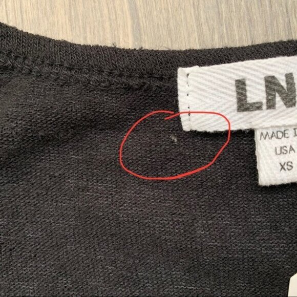 LNA Short Sleeve Torn Pocket Tee Oversized T-Shirt Scoop Neck Black Size XS - Picture 9 of 13